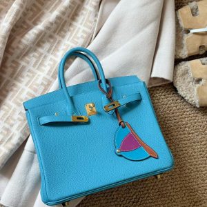 Alternative view of Hermès Birkin 25 Blue Tourquaise Togo