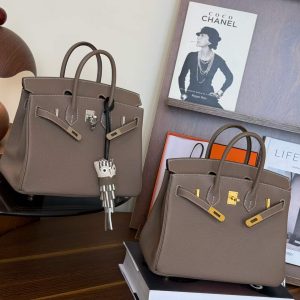 Alternative view of Hermès Birkin 25 Etoupe Togo Gold Hardware/Palladium Hardware