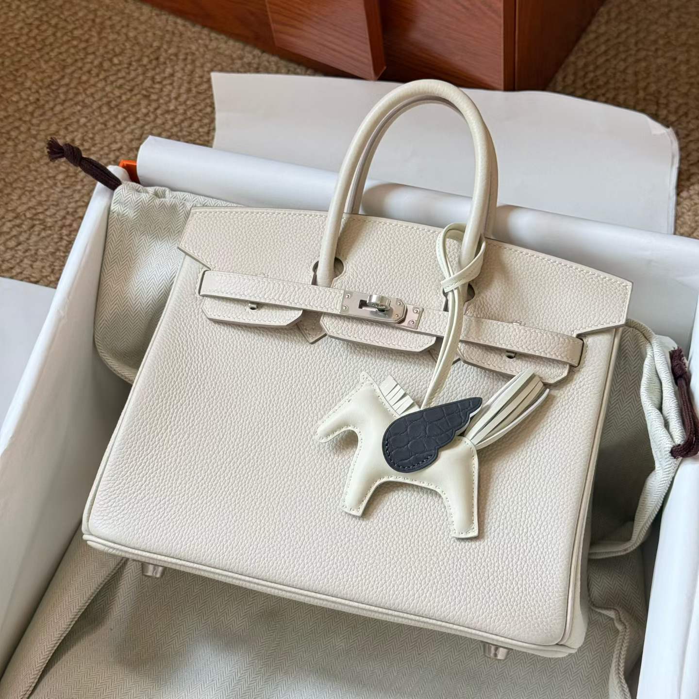 Hermès Birkin 25 Craie Togo Palladium Hardware
