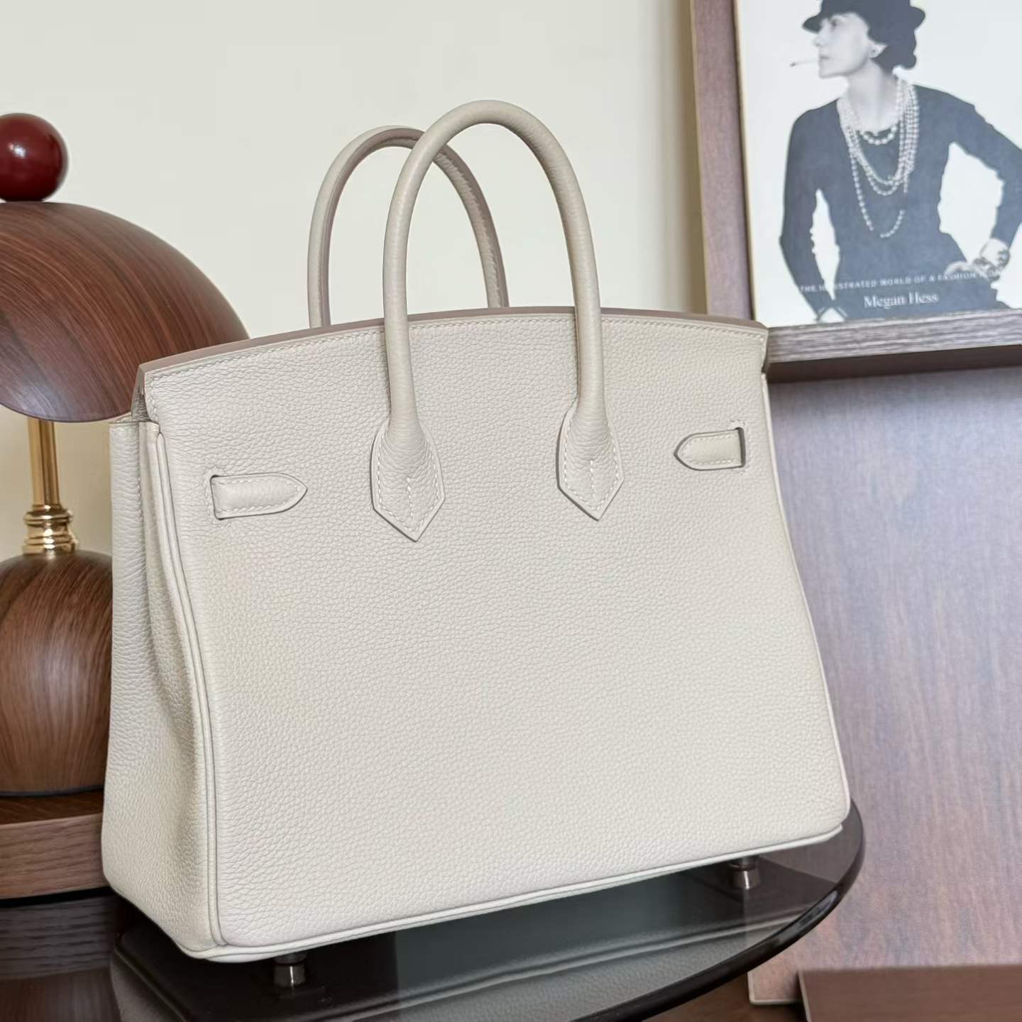 Hermès Birkin 25 Craie Togo Palladium Hardware - Image 8