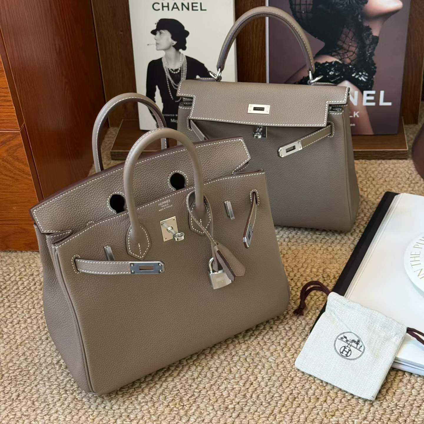 Hermès Birkin 25 Etoupe Togo Gold Hardware/Palladium Hardware