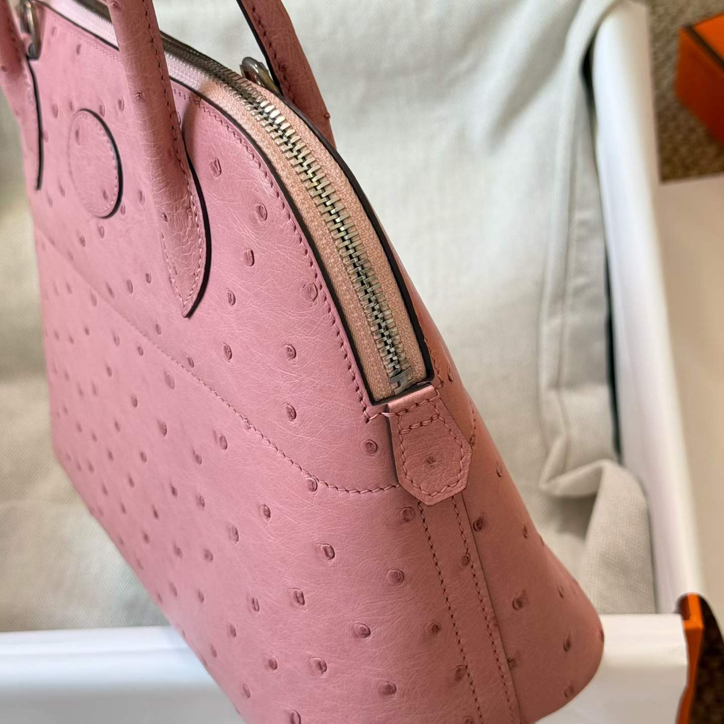 Hermès Bolide 27 Rose Sakura Ostrich - Image 2