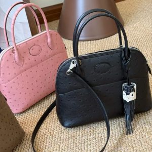 Alternative view of Hermès Bolide 27 Black Ostrich
