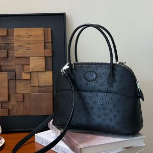 Hermès Bolide 27 Black Ostrich