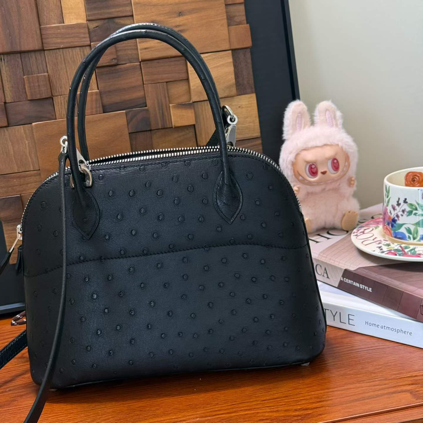 Hermès Bolide 27 Black Ostrich - Image 7