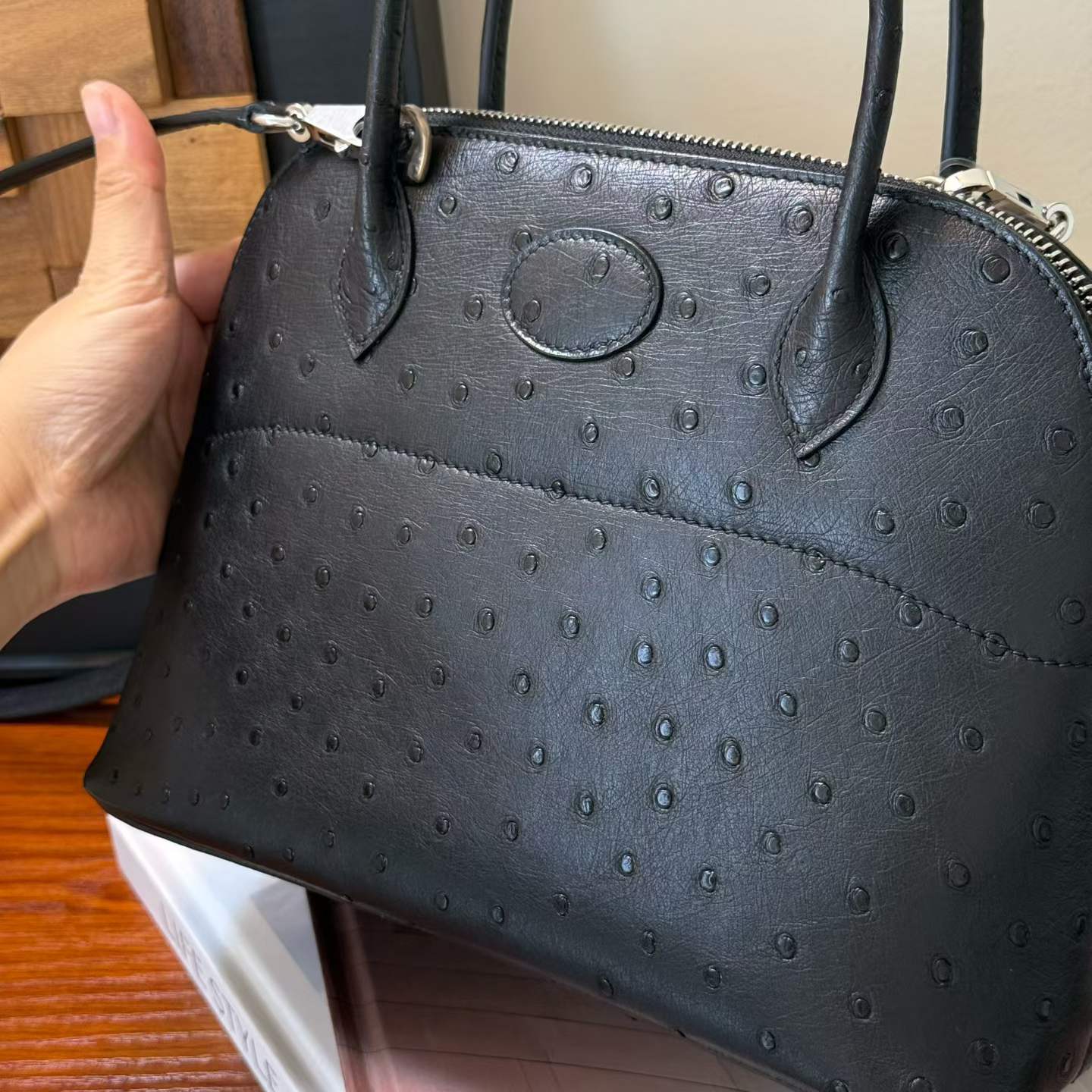 Hermès Bolide 27 Black Ostrich - Image 3