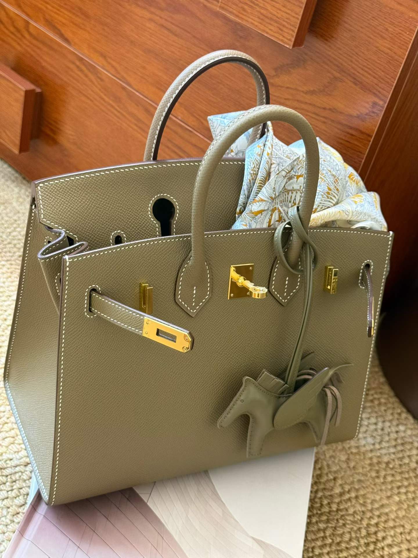 Hermès Birkin 25 Etoupe Sellier Epsom Gold Hardware