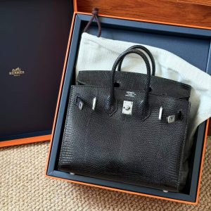 Alternative view of Hermès Birkin 25 Sellier Black Lizard Palladium Hardware