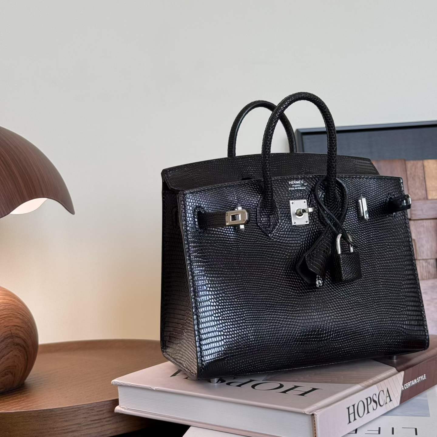 Hermès Birkin 25 Sellier Black Lizard Palladium Hardware - Image 4