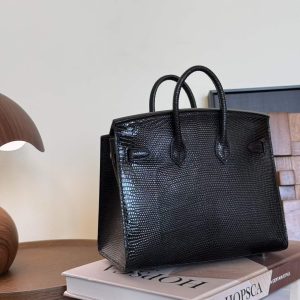 Hermès Birkin 25 Sellier Black Lizard Palladium Hardware