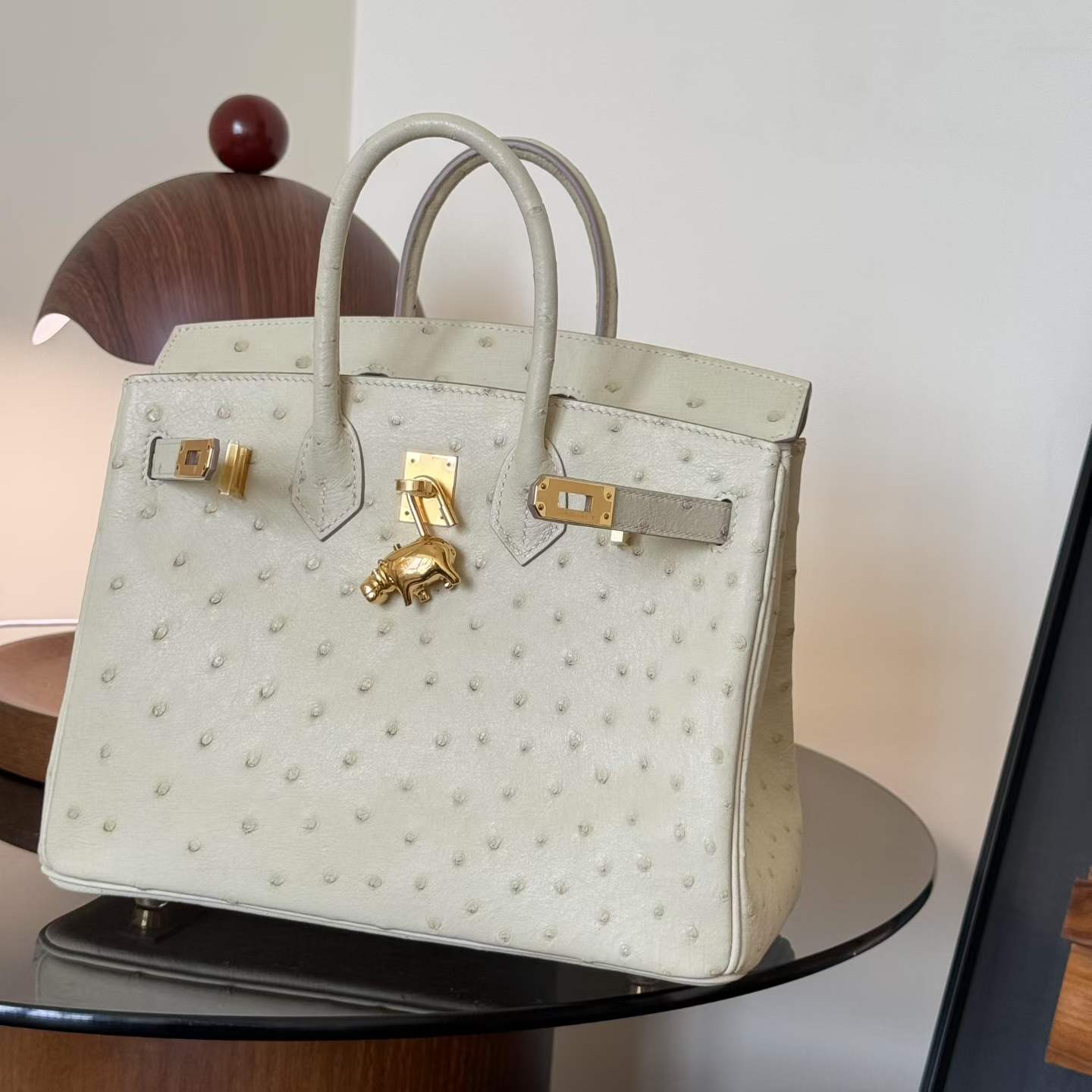 Hermès Birkin 25 Craie Ostrich Gold Hardware - Image 12