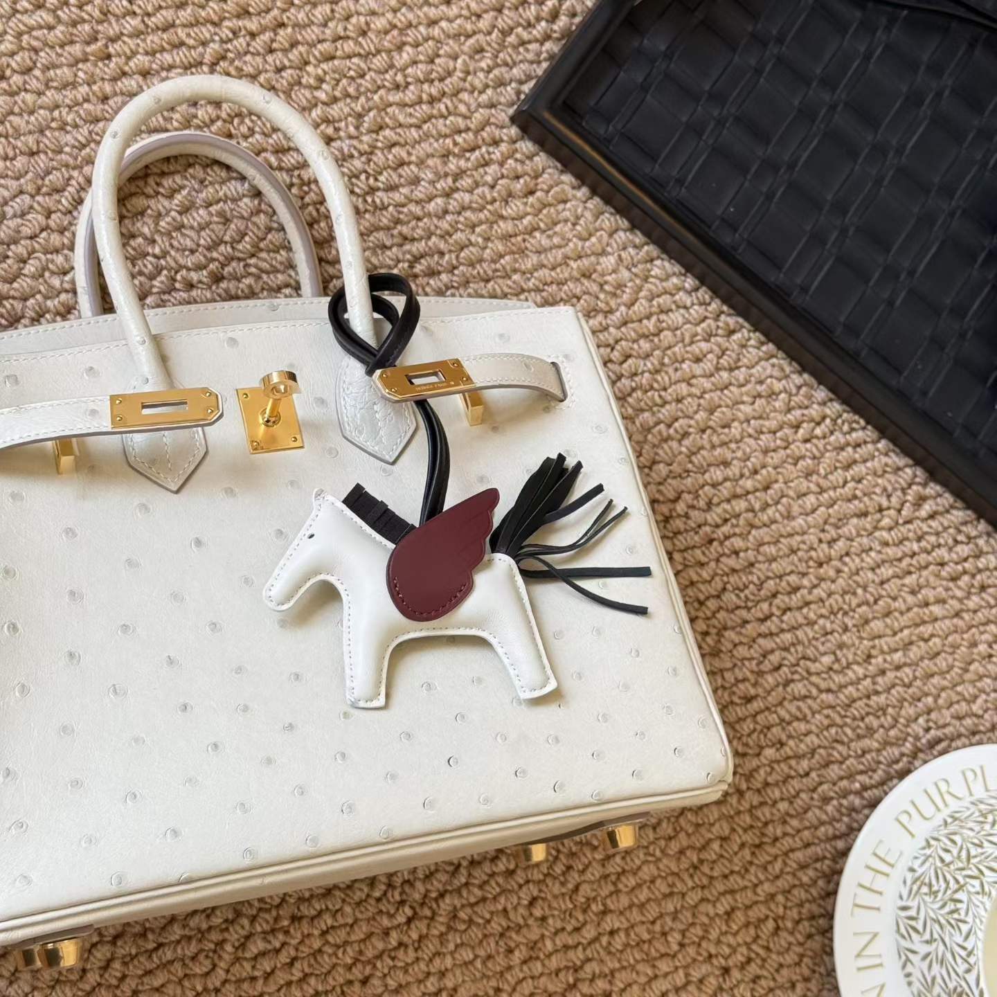 Hermès Birkin 25 Craie Ostrich Gold Hardware - Image 9