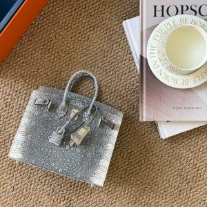 Alternative view of Hermès Birkin 25 Omber Lizard Palladium Hardware