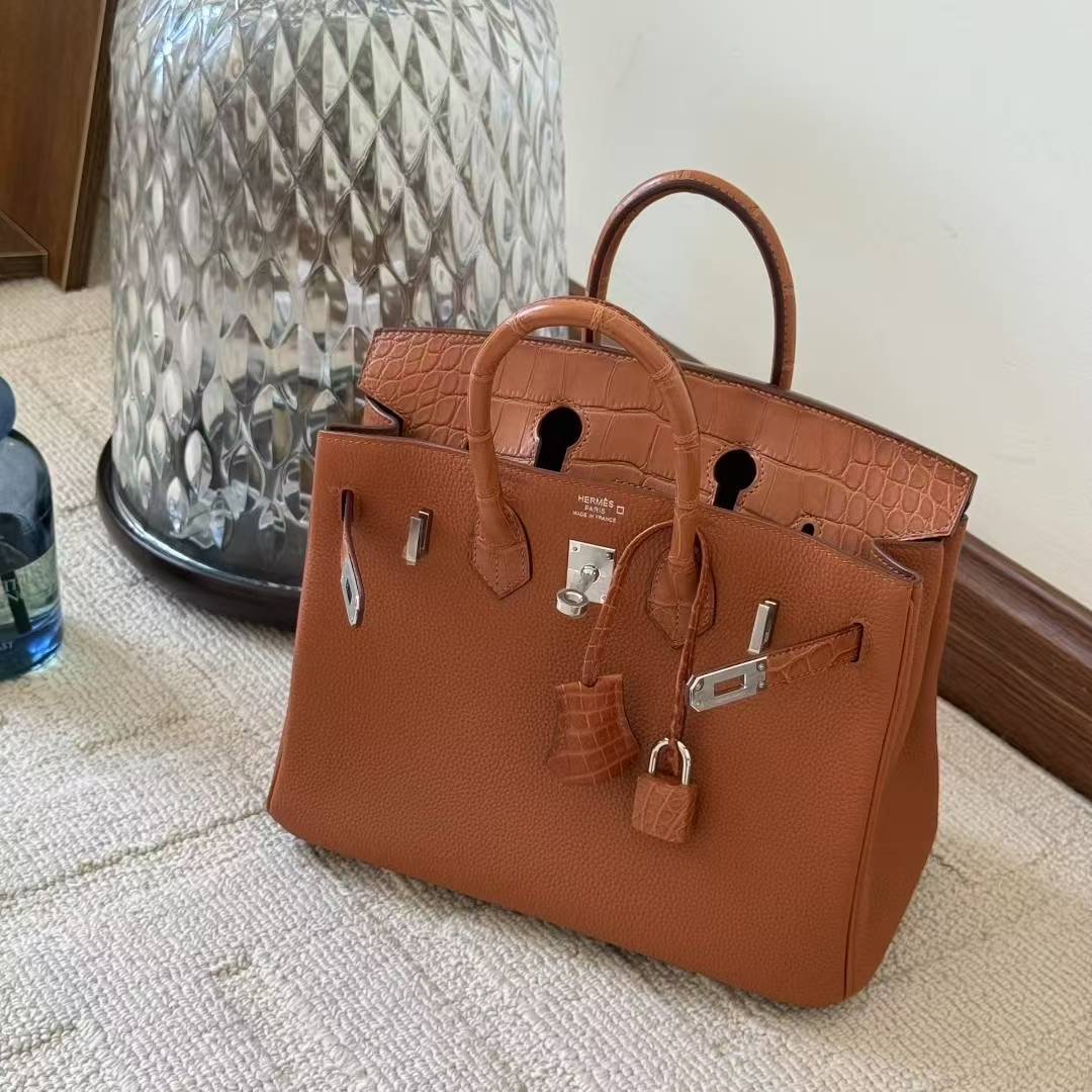 Hermès Birkin 25 Miel Touch Matte Crocodile Palladium Hardware - Image 4