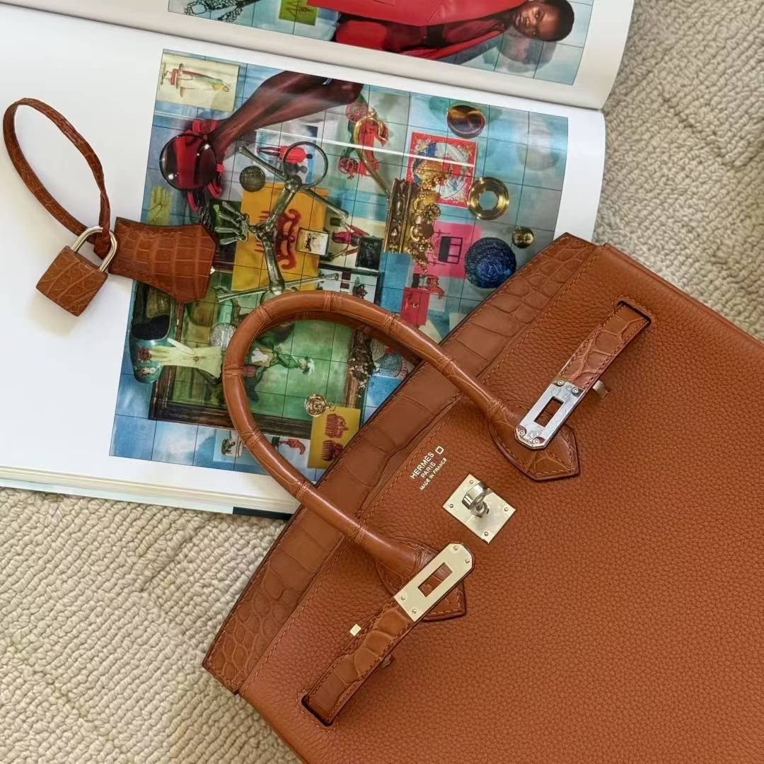 Hermès Birkin 25 Miel Touch Matte Crocodile Palladium Hardware - Image 3