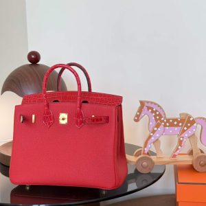 Hermès Birkin 25 Touch Rouge Casaque Togo Crocodile Gold Hardware