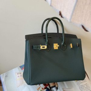 Alternative view of Hermès Birkin 25 Touch Vert Cypress Togo Crocodile Gold Hardware