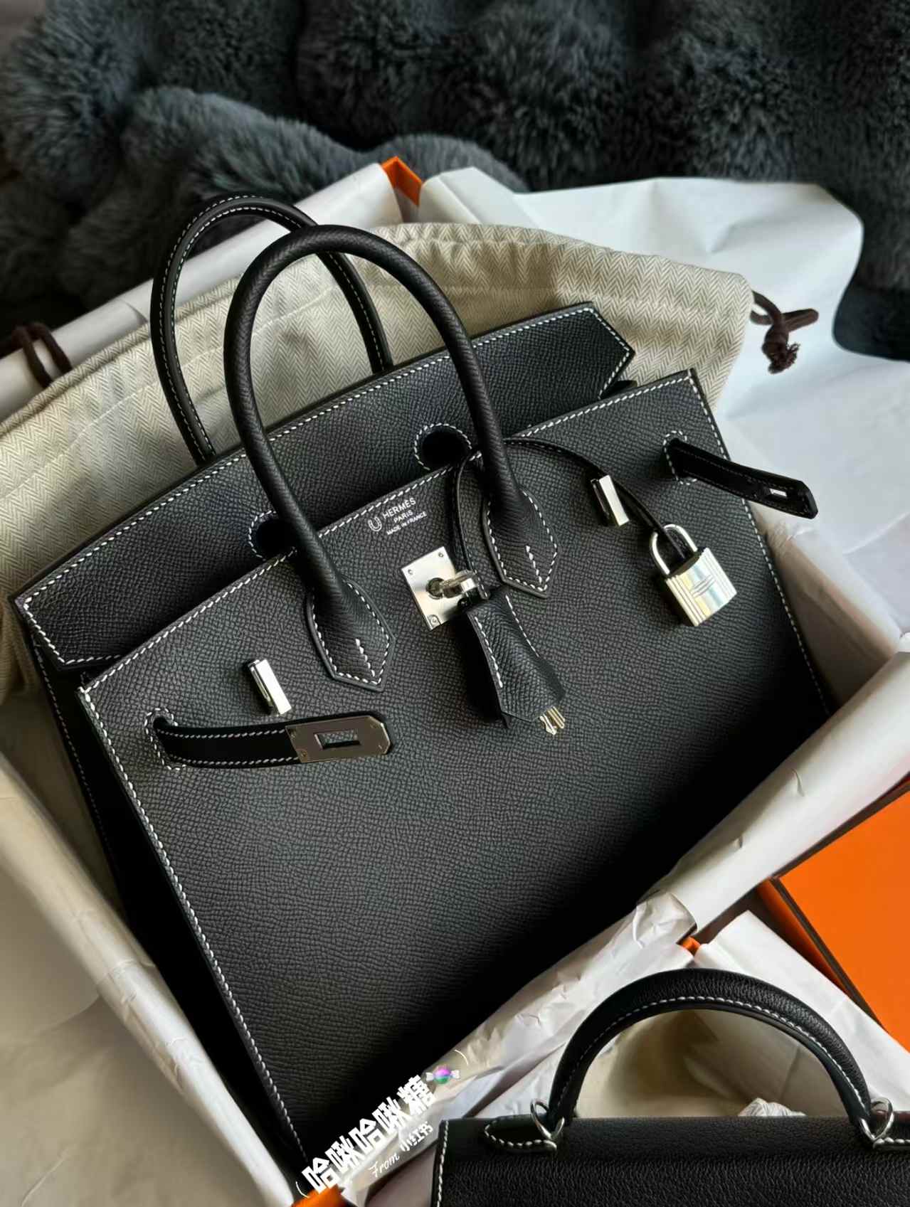 Hermès Birkin 25 Sellier Black White Stitcher Epsom Palladium Hardware - Image 6