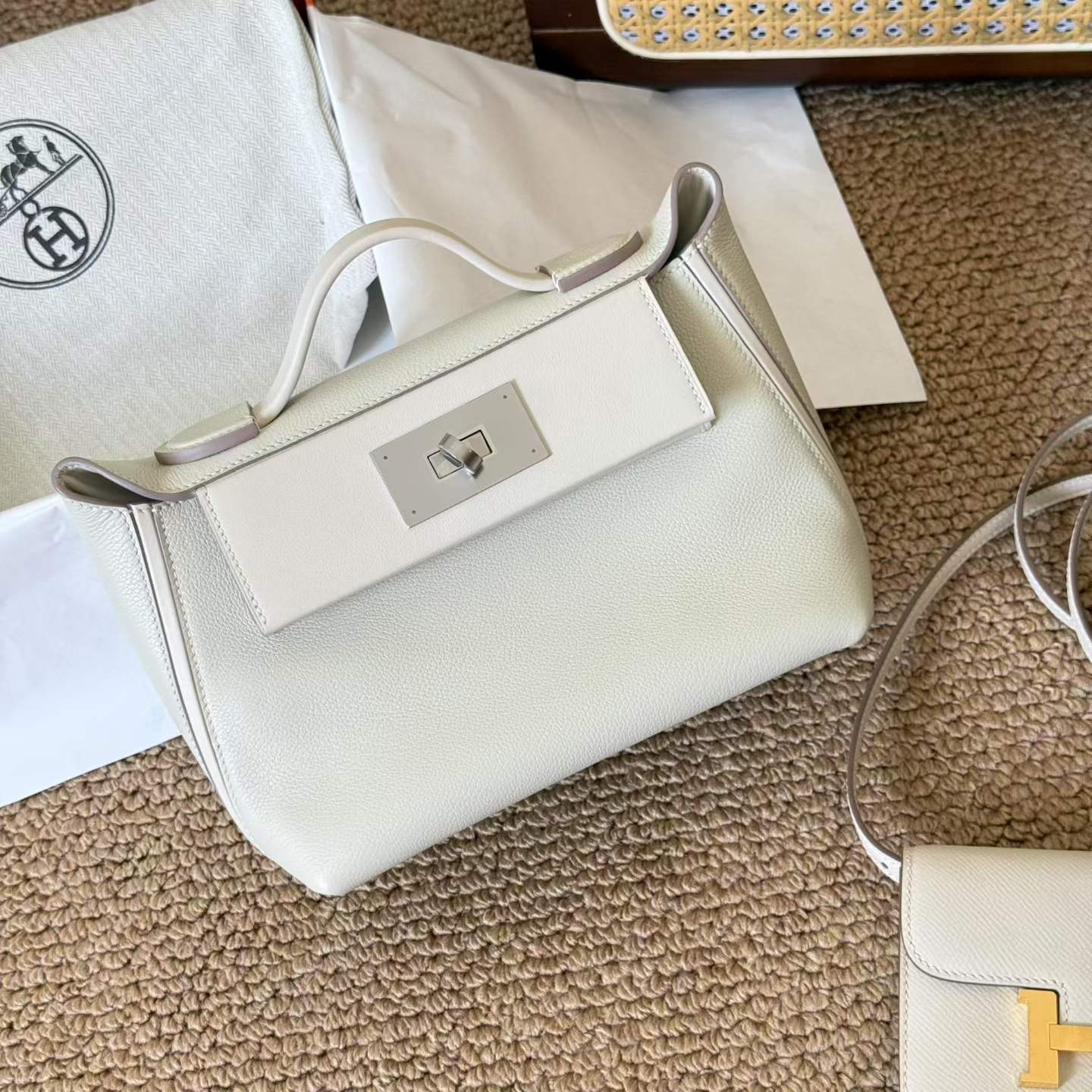 Hermès 24/24 Mini Craie Clemence Palladium Hardware