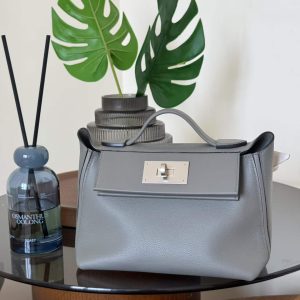 Hermès 24/24 Etain Evercolor Swift Palladium Hardware