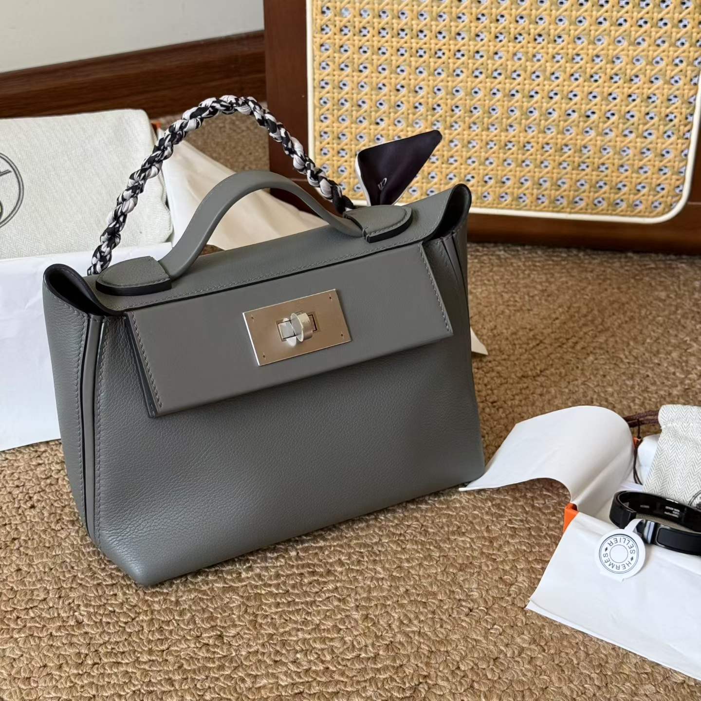 Hermès 24/24 Etain Evercolor Swift Palladium Hardware - Image 9