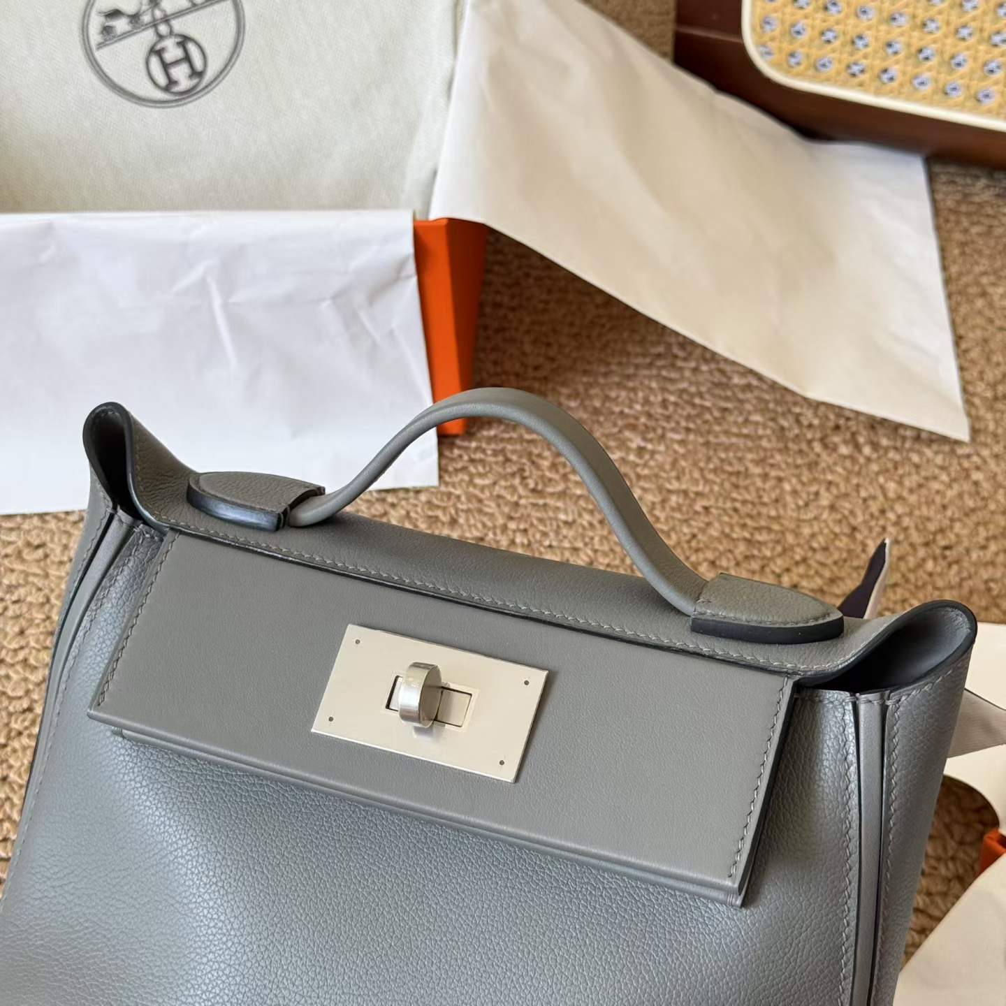 Hermès 24/24 Etain Evercolor Swift Palladium Hardware - Image 5