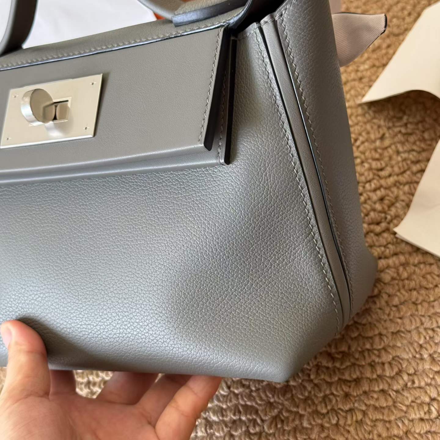 Hermès 24/24 Etain Evercolor Swift Palladium Hardware - Image 4