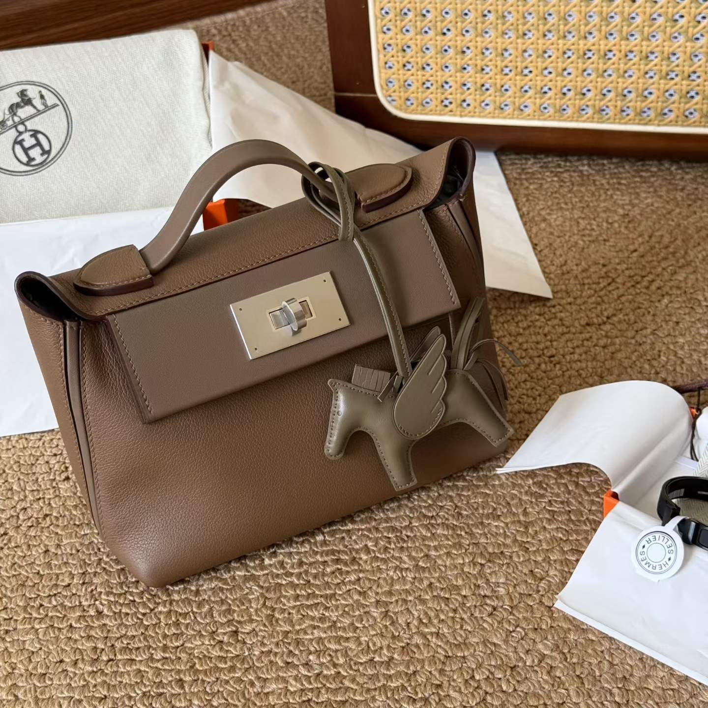 Hermès 24/24 Mini Etoupe Evercolor Swift Palladium Hardware - Image 8
