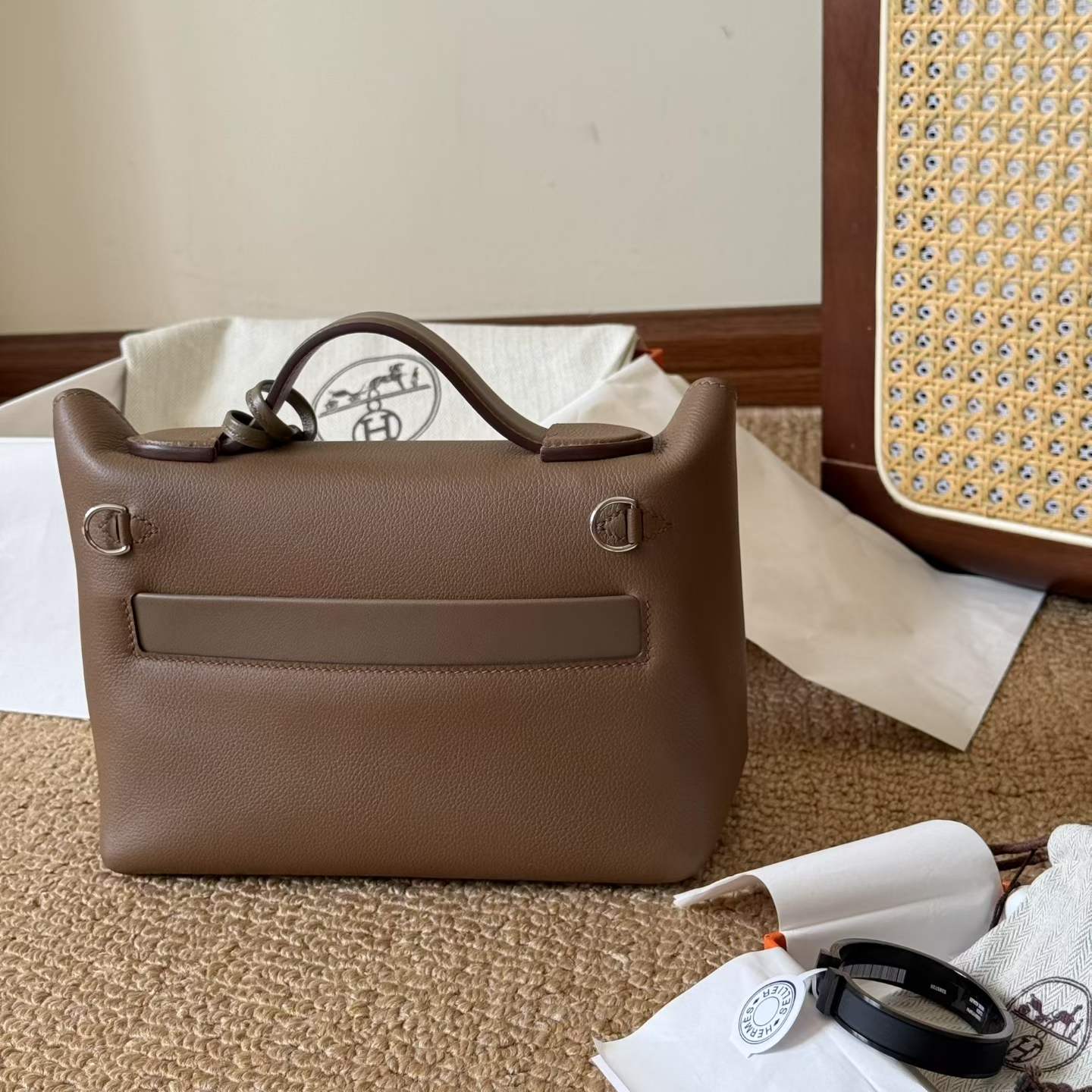 Hermès 24/24 Mini Etoupe Evercolor Swift Palladium Hardware - Image 7