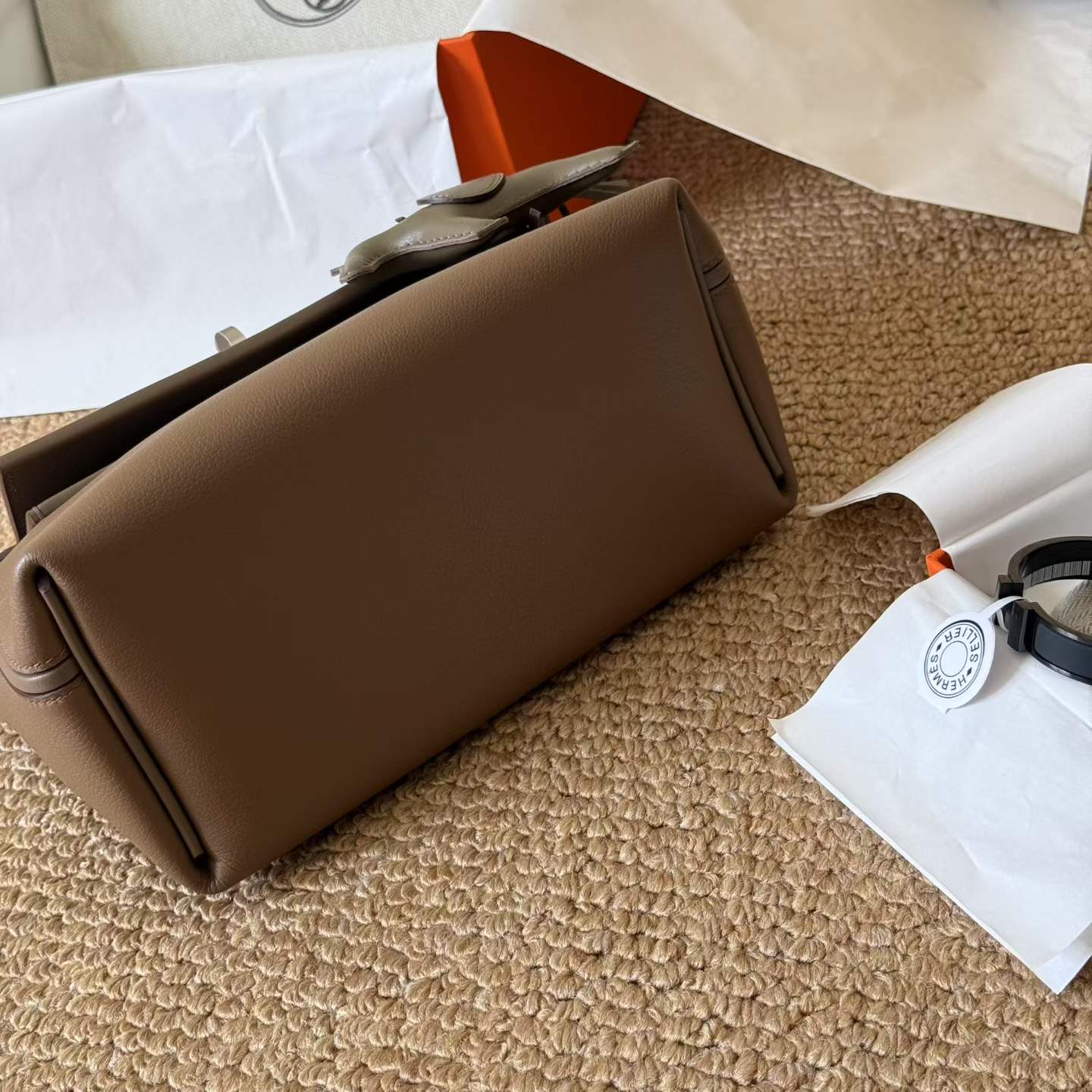 Hermès 24/24 Mini Etoupe Evercolor Swift Palladium Hardware - Image 10