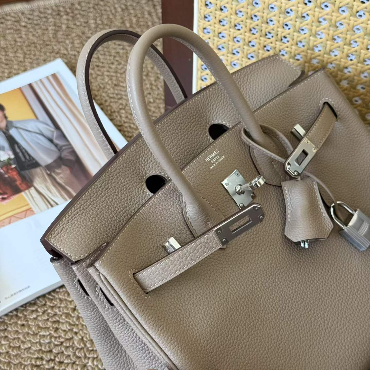 Hermès Birkin 25 Gris Tourtelle Togo Palladium Hardware - Image 6