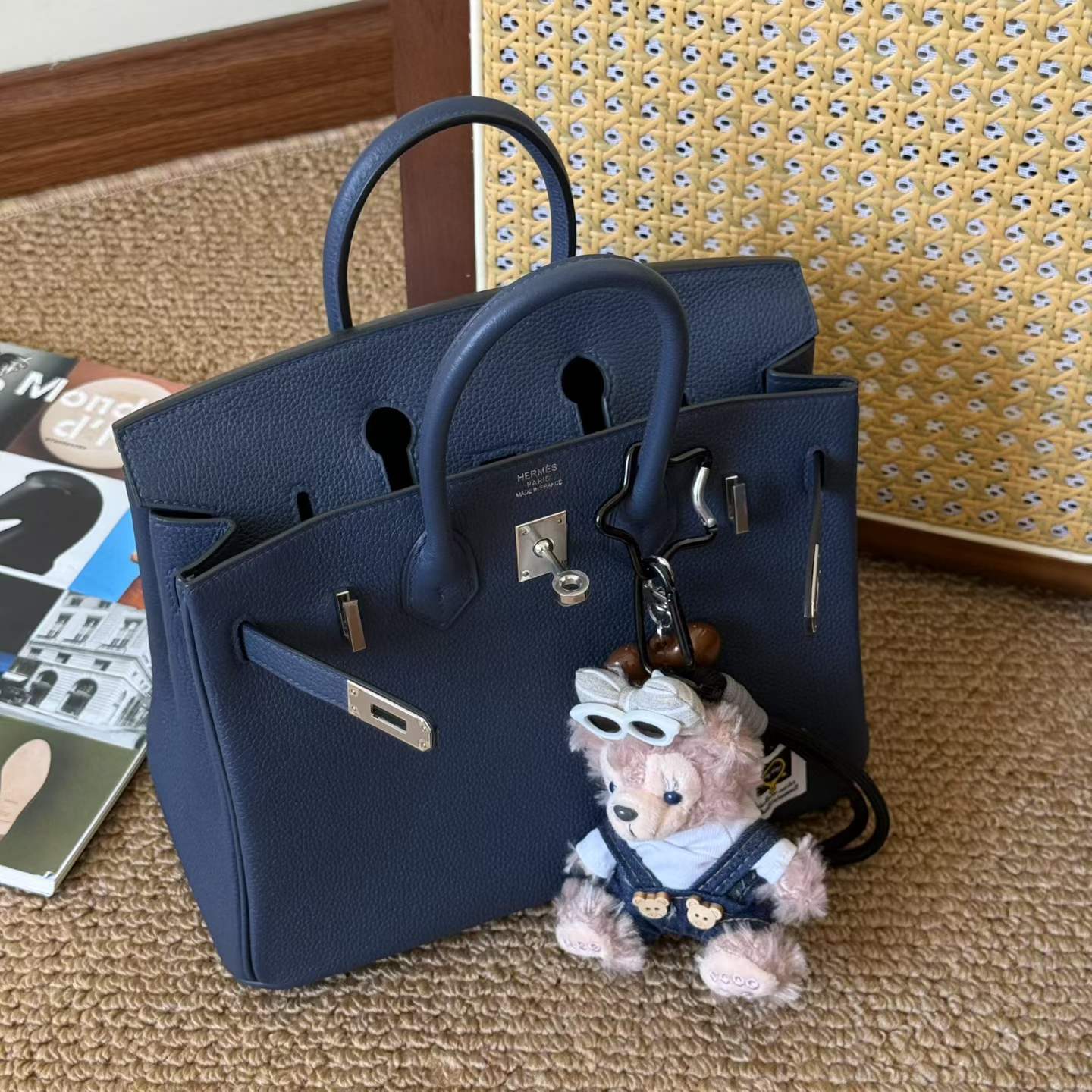 Hermès Birkin 25 Blue Indigo Togo Palladium Hardware - Image 9