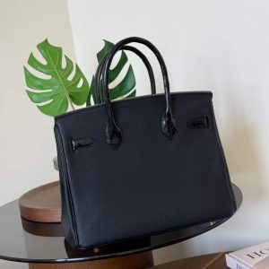 Alternative view of Hermès Birkin 25 Black Touch Shiny Crocodile Togo Palladium Hardware