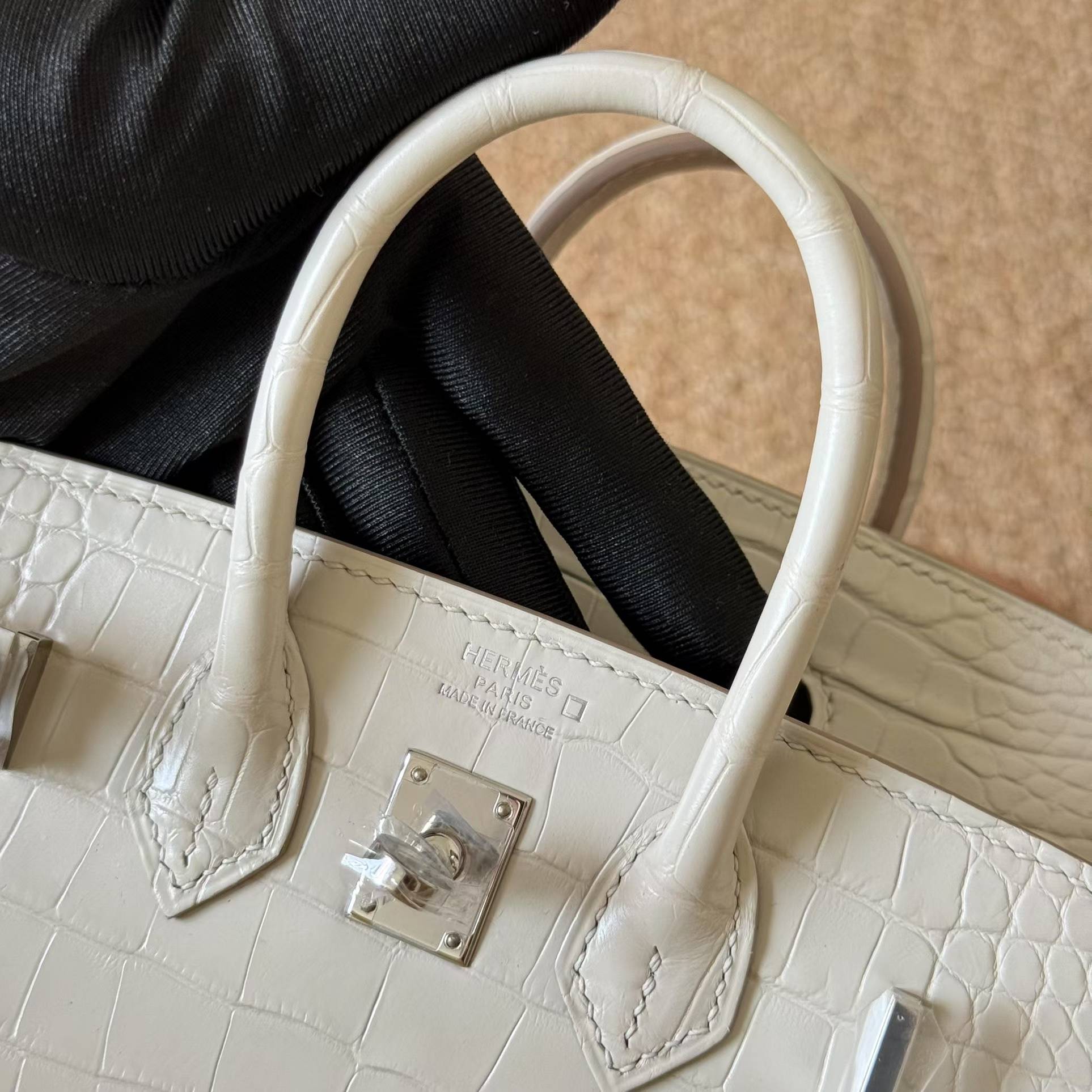 Hermès Birkin 25 Beton Matte Crocodile Palladium Hardware - Image 4