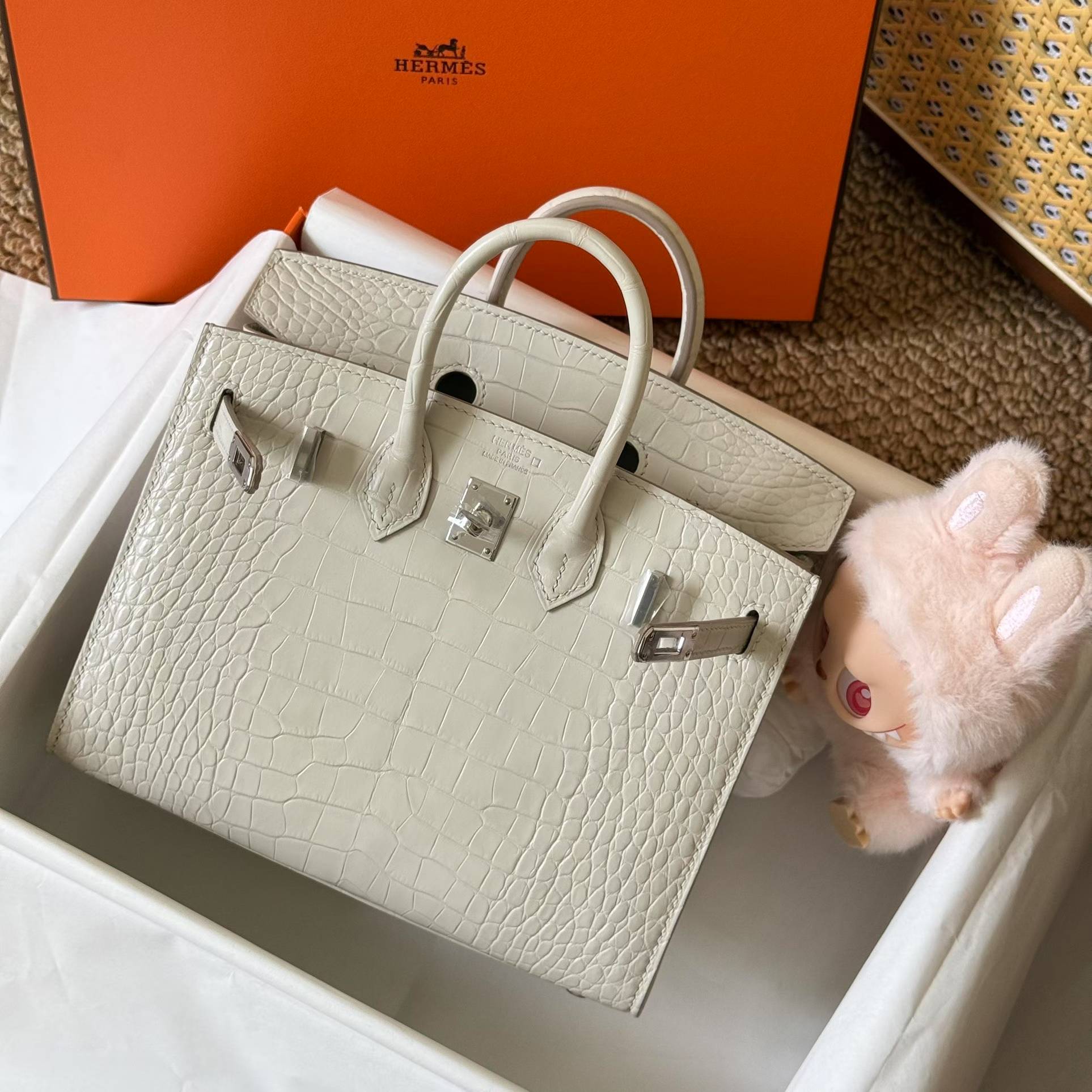 Hermès Birkin 25 Beton Matte Crocodile Palladium Hardware - Image 6
