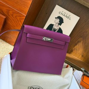 Hermès Kelly Danse Anemone Evercolor Palladium Hardware