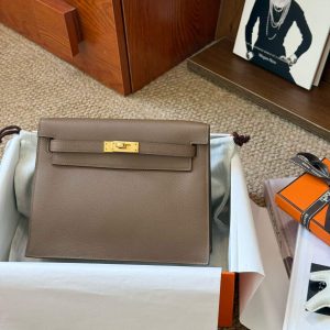 Hermès Kelly Danse Gris Asphalt Evercolor Gold Hardware
