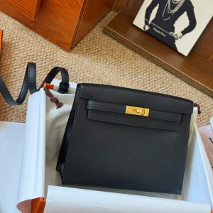 Hermès Kelly Danse Black Evercolor Palladium Hardware/Gold Hardware