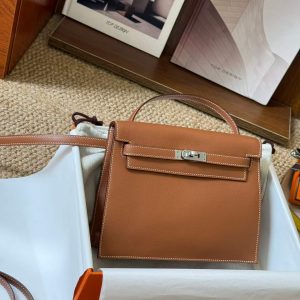 Alternative view of Hermès Kelly Danse Gold Evercolor Gold Hardware/Palladium Hardware