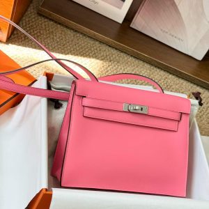 Hermès Kelly Danse Rose Azalea Evercolor Gold Hardware/Palladium Hardware