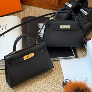 Hermès Kelly Mini II Black Epsom Gold Hardware
