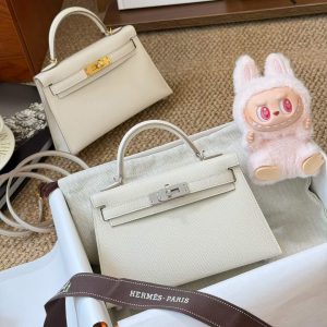 Alternative view of Hermès Kelly Mini II Craie Epsom Gold Hardware/Palladium Hardware