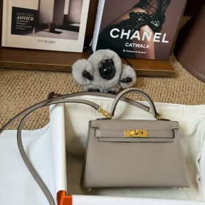 Alternative view of Hermès Kelly Mini II Gris Asphalt Epsom Gold Hardware