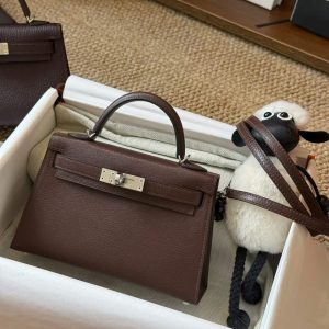 Hermès Kelly Mini II Cacao Cherve Gold Hardware/Palladium Hardware