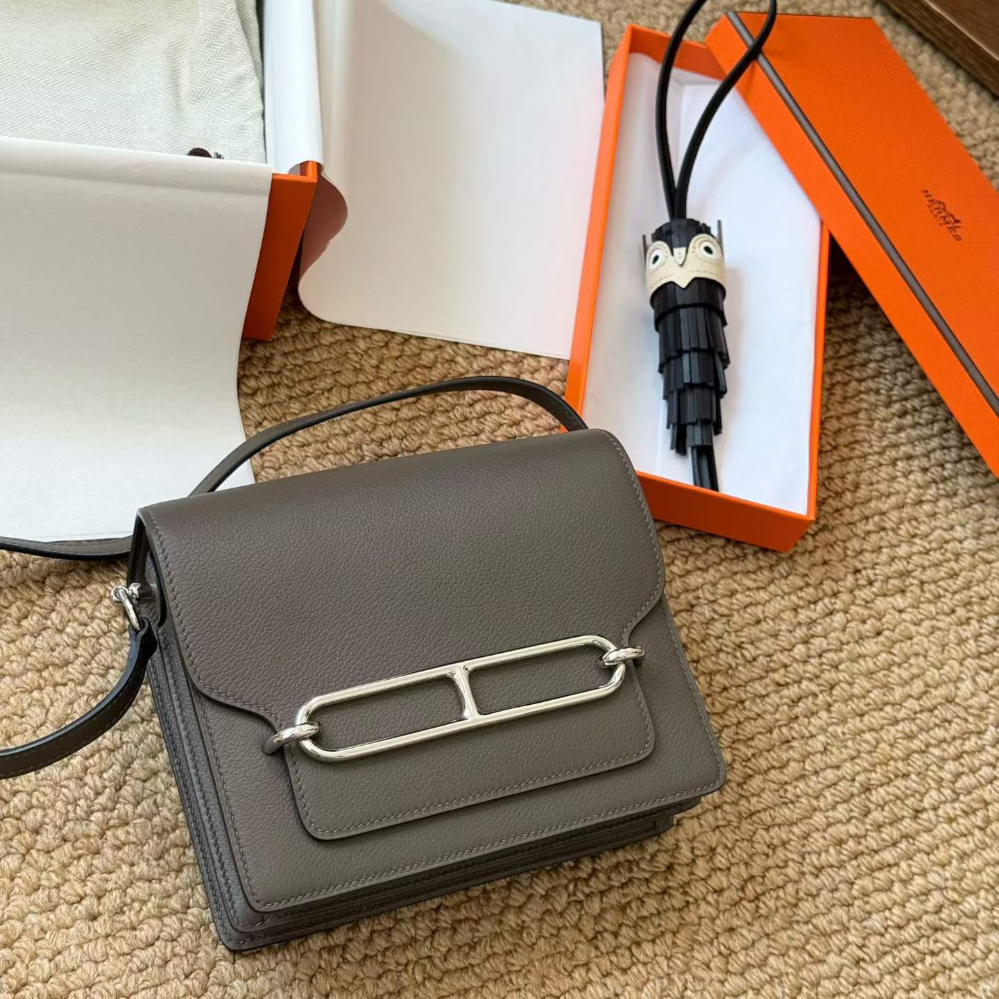 Hermès Roulis 18 Etain Evercolor Palladium Hardware