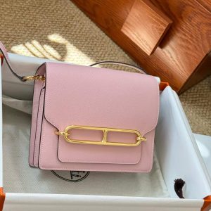 Alternative view of Hermès Roulis 18 Rose Sakura Evercolor Palladium Hardware/Gold Hardware