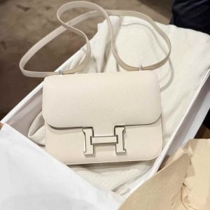 Hermès Constance 18 White Epsom White Hardware