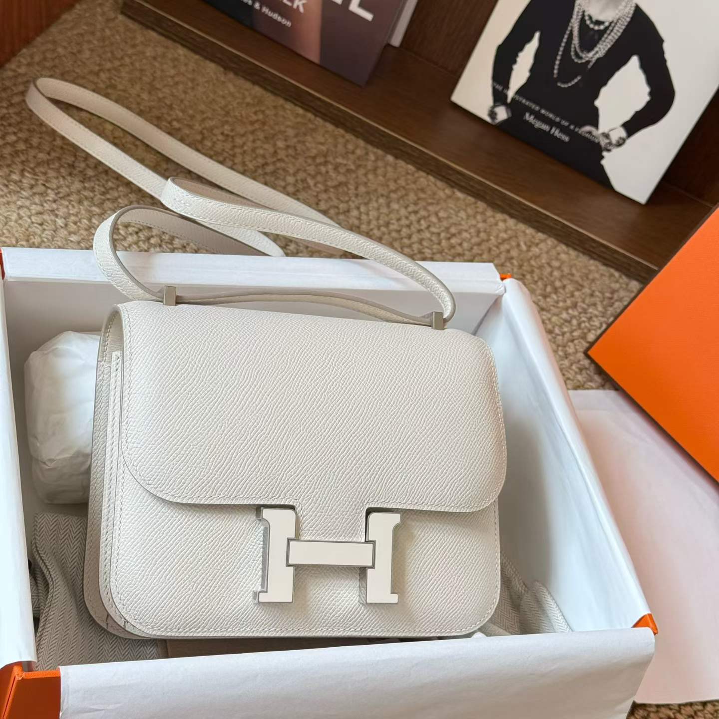 Hermès Constance 18 White Epsom White Hardware - Image 5