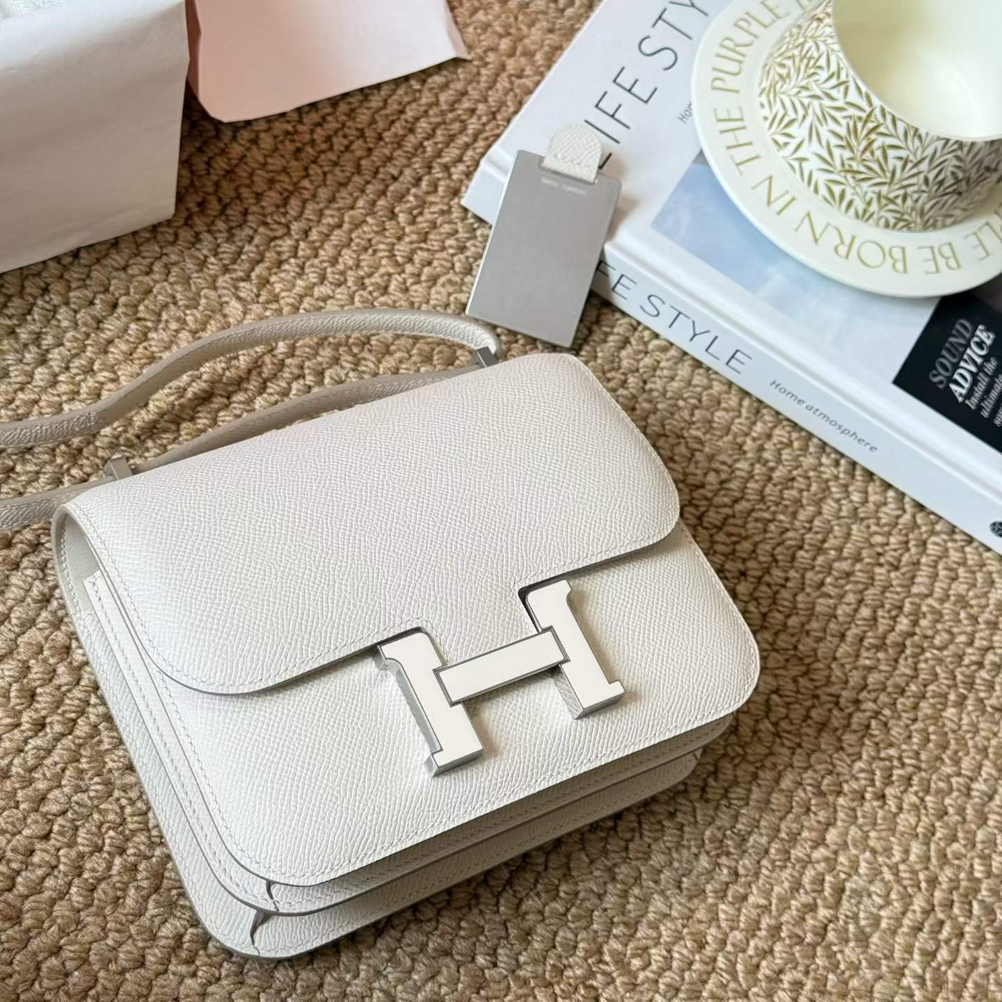 Hermès Constance 18 White Epsom White Hardware - Image 2