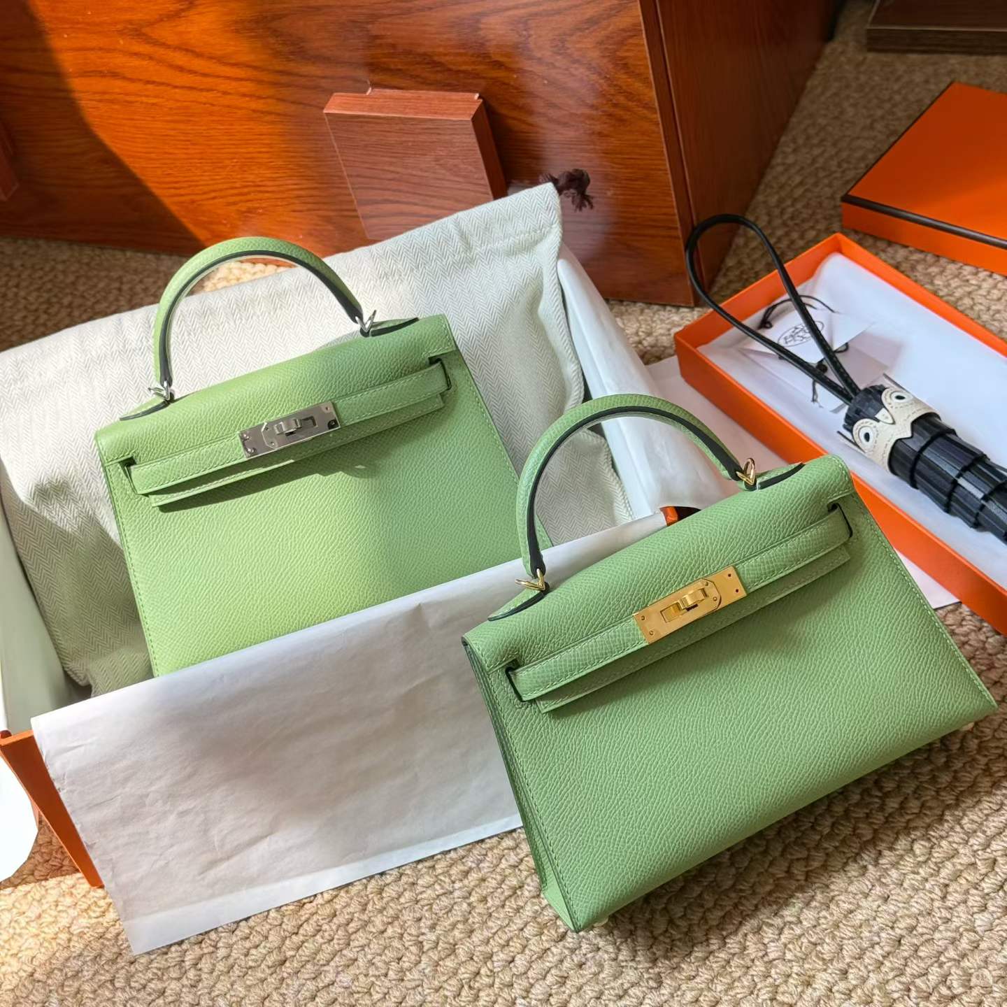 Hermès Kelly Mini II Rouge H Ostrich Gold Hardware